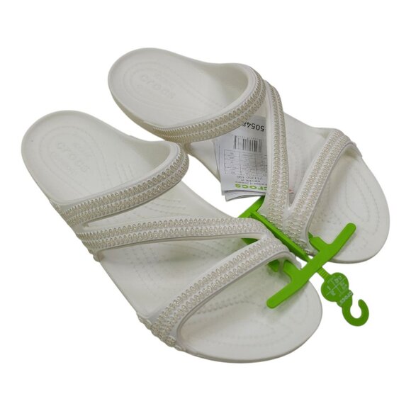 Crocs Kaddee II Jewels Womens 10 Sandal White Slip-On Comfortable Lightweight - Picture 9 of 9